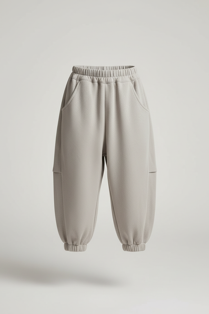 Pantalon Baggy Gris Ample Molletonné Épais Enfant - vue 3