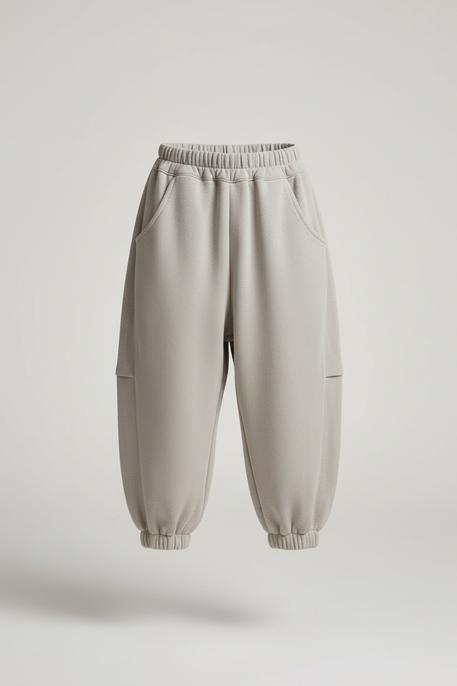 Pantalon Baggy Gris Ample Molletonné Épais Enfant - vue 3