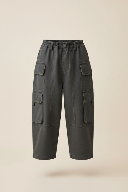 Pantalon Baggy Cargo Gris Ample Garçon Tendance - Jean - vue 3
