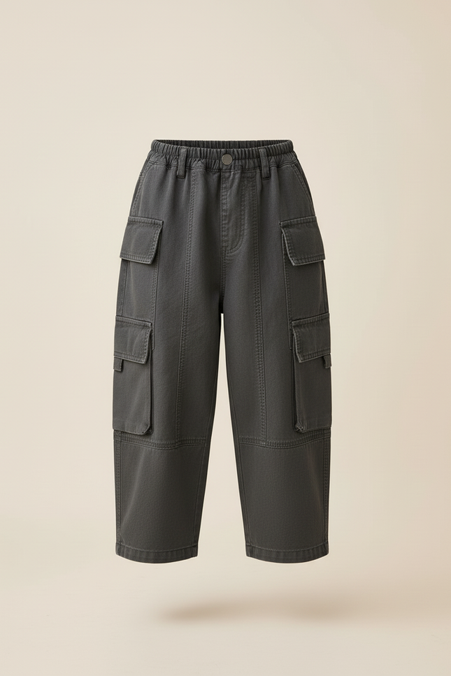Pantalon Baggy Cargo Gris Ample Garçon Tendance - Jean - vue 3