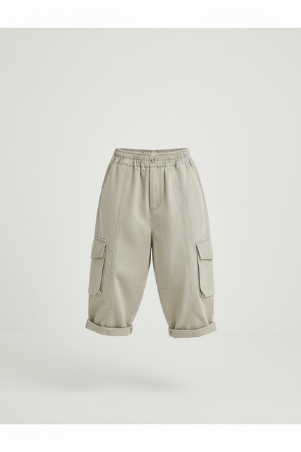 Pantalon Baggy Cargo Ample Coton Beige Garçon - vue 3