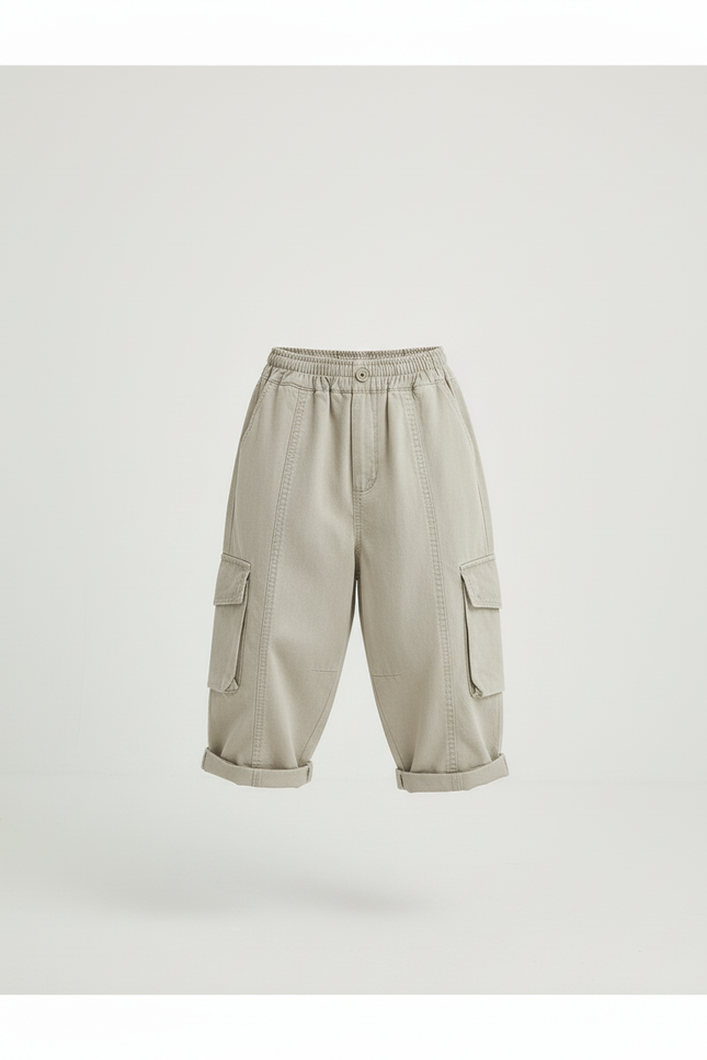 Pantalon Baggy Cargo Ample Coton Beige Garçon - vue 3