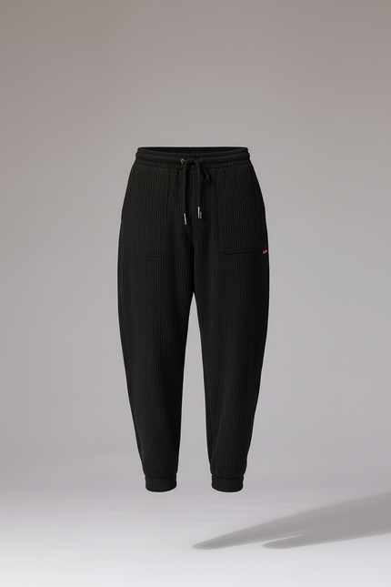 Pantalon Baggy Noir Côtelé Ample Décontracté Sport - Maille - vue 3