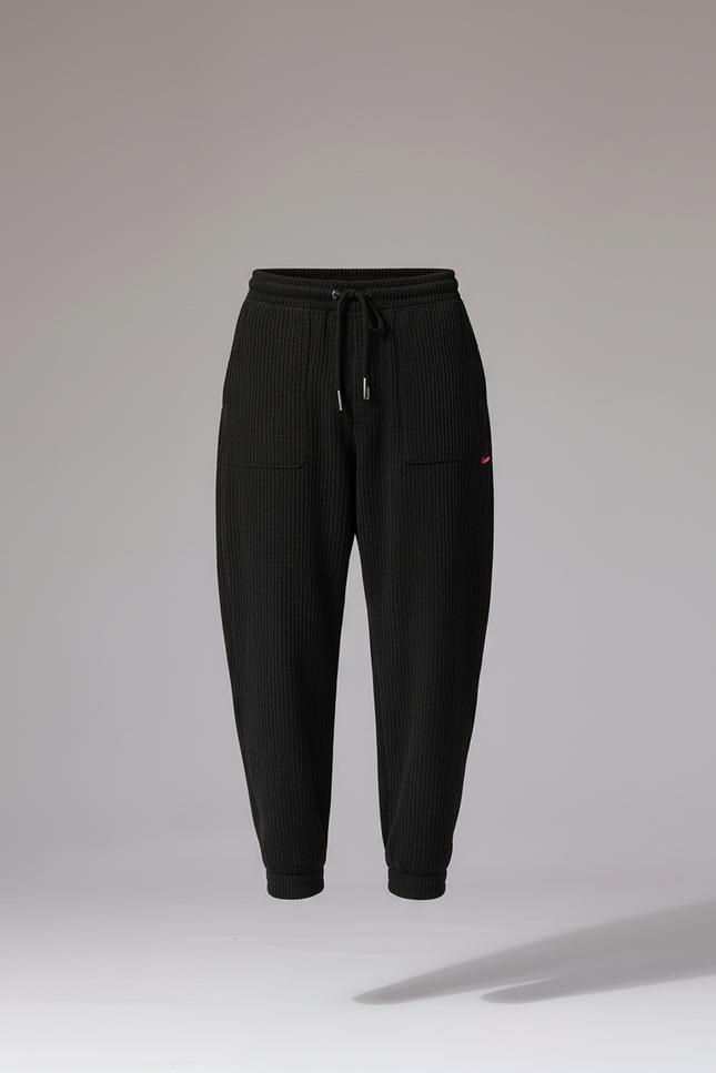 Pantalon Baggy Noir Côtelé Ample Décontracté Sport - Maille - vue 3