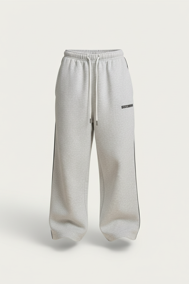 Pantalon Baggy Gris Molleton Ample Décontracté Rayures - vue 3