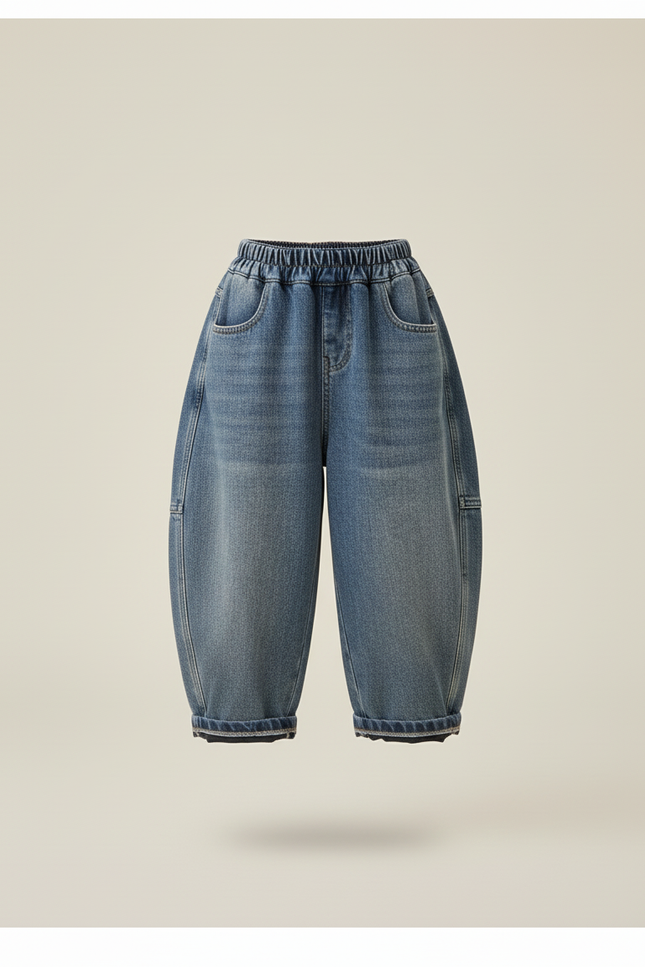 Pantalon Baggy Jean Bleu Ample Enfants Cargo - vue 3