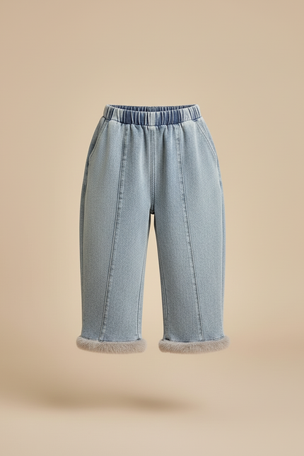 Pantalon Baggy Jean Bleu Fourré Hiver Fille - vue 3