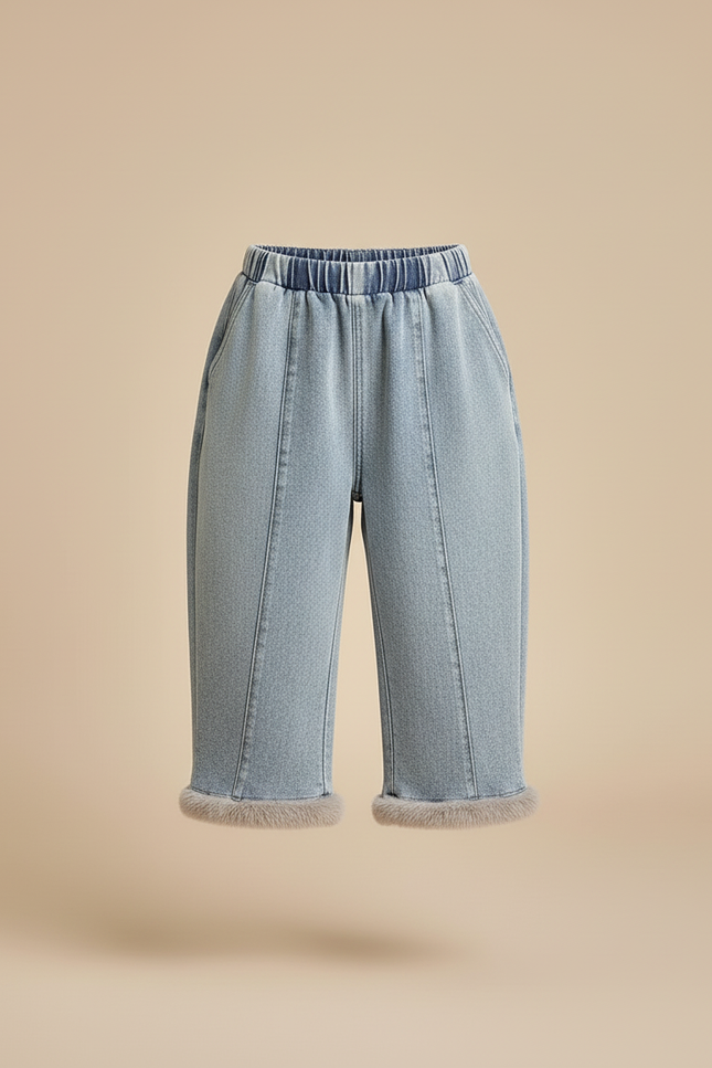 Pantalon Baggy Jean Bleu Fourré Hiver Fille - vue 3