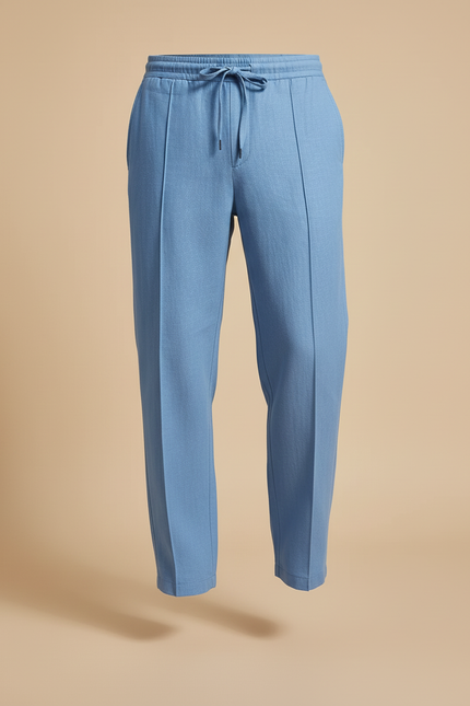 Pantalon Baggy Bleu Ciel Ample Cordon Décontracté Homme - Lin - vue 3
