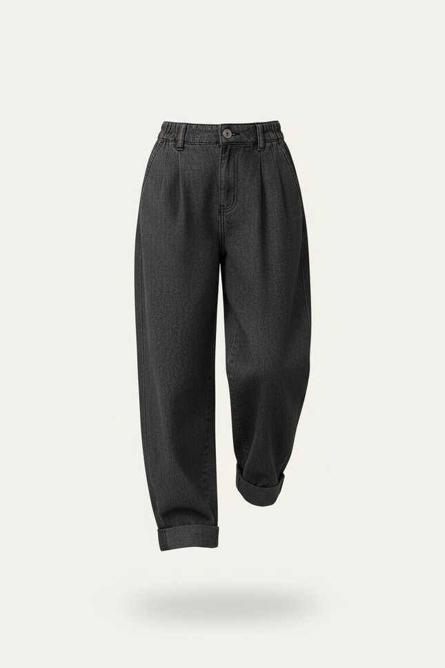 Pantalon Baggy Gris Jean Ample Décontracté Fille - vue 3