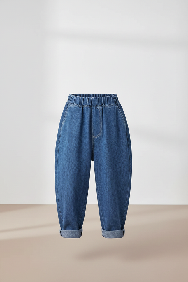 Pantalon Baggy Garçon Bleu Taille Élastique Denim Hip Hop - Jean - vue 3