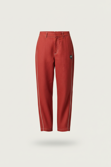 Pantalon Baggy Rouge Ample Coton Décontracté Rayures Blanches - vue 3