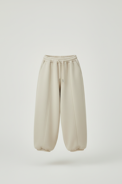 Pantalon Baggy Beige Ample Molleton Enfant Confortable - vue 3