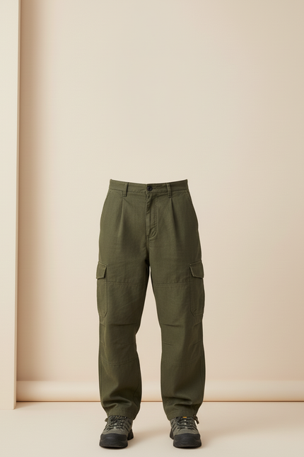 Pantalon Baggy Kaki Coton Ample Cargo Homme - Toile - vue 3