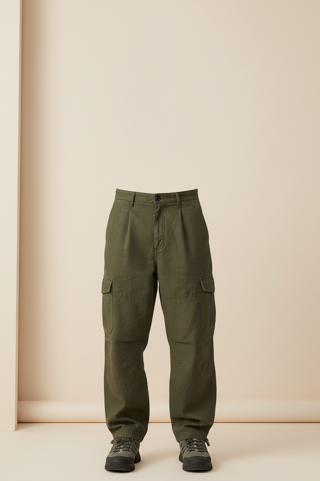 Pantalon Baggy Kaki Coton Ample Cargo Homme - Toile - vue 3
