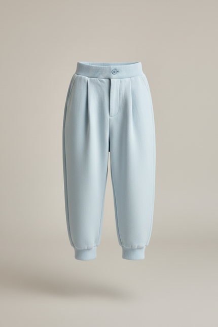 Pantalon Baggy Bleu Clair Plissé Molleton Enfant - vue 3