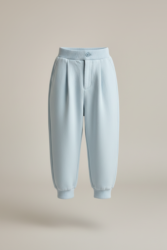 Pantalon Baggy Bleu Clair Plissé Molleton Enfant - vue 3