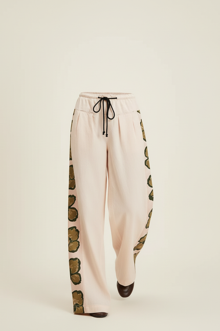 Pantalon Baggy Rose Imprimé Ample Fluide Décontracté - Viscose - vue 3
