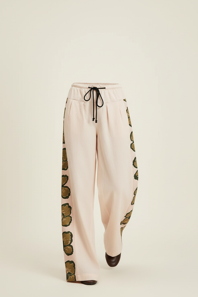 Pantalon Baggy Rose Imprimé Ample Fluide Décontracté - Viscose - vue 3