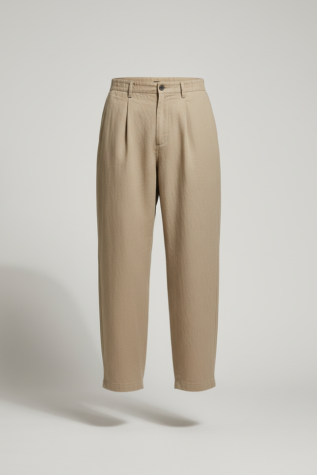 Pantalon Baggy Beige Ample Plissé Décontracté - Lin - vue 3