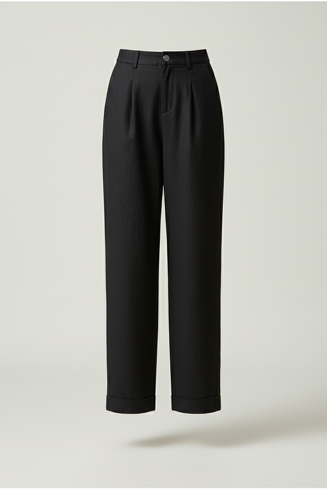 Pantalon Baggy Noir Ample Plissé Fluide Élégant - Viscose - vue 3
