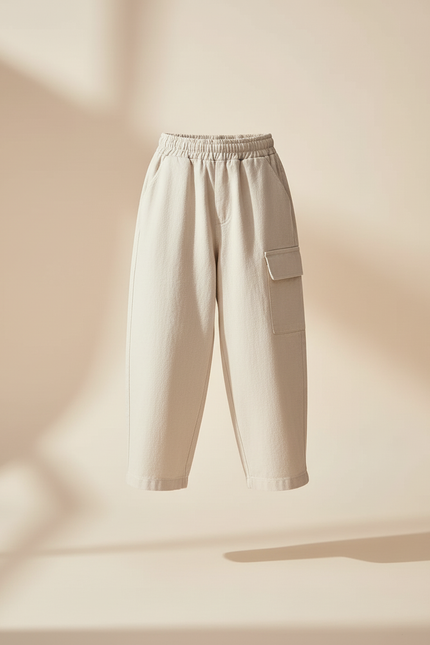 Pantalon Baggy Beige Cargo Ample Décontracté Enfant Coton - Molleton - vue 3