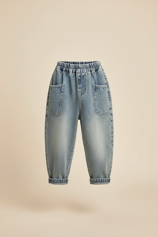 Pantalon Baggy Jean Bleu Ample Poches Latérales Garçon - vue 3