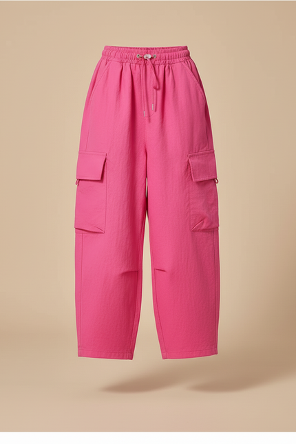 Pantalon Baggy Rose Cargo Ample Décontracté Enfant - Lin - vue 3