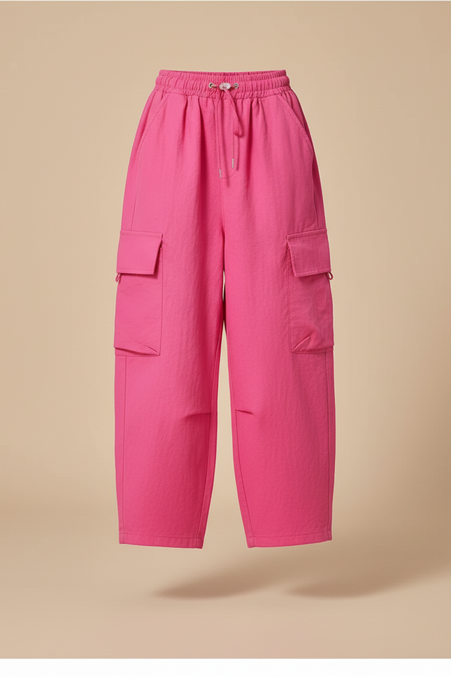 Pantalon Baggy Rose Cargo Ample Décontracté Enfant - Lin - vue 3