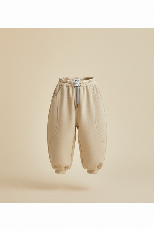 Pantalon Baggy Beige Ample Molletonné Décontracté Enfant - vue 3