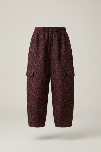 Pantalon Leopard Baggy - Bordeaux Molleton - vue 3