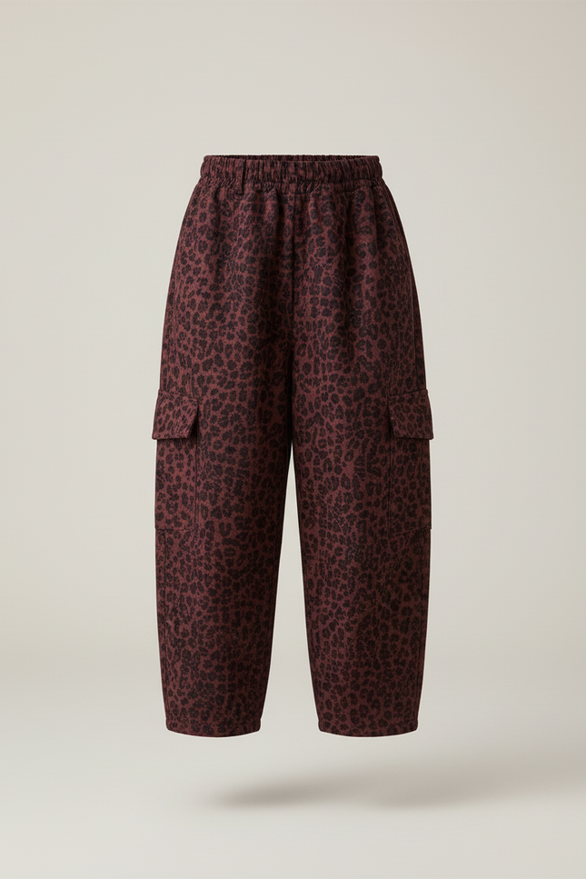 Pantalon Leopard Baggy - Bordeaux Molleton - vue 3