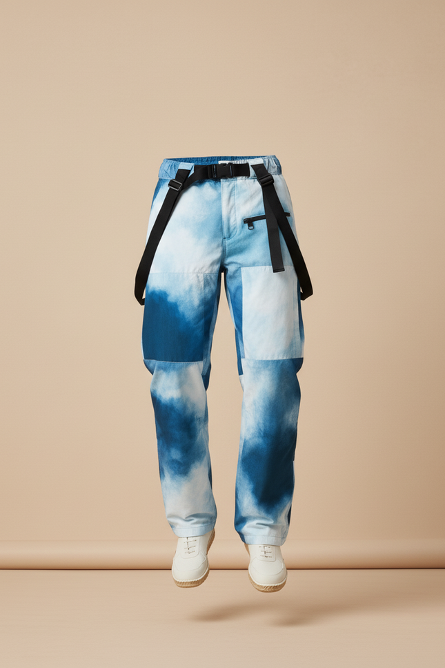 Pantalon Baggy Tie-Dye Bleu Imperméable Salopette Ski Homme - Multicolore Polyester - vue 3