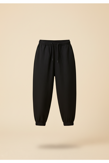 Pantalon Baggy Noir Ample Cordon Sport Enfant - Lin - vue 3
