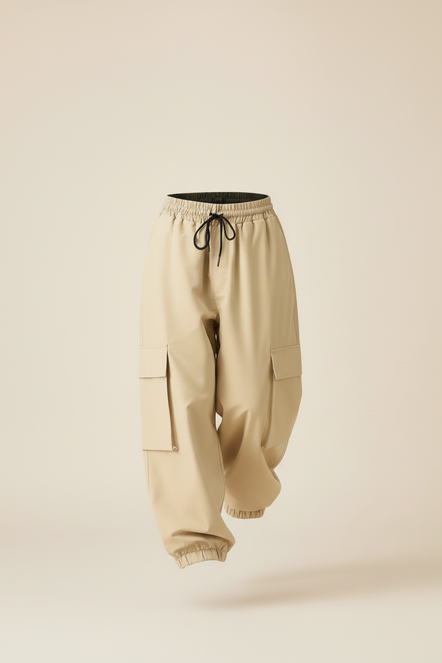 Pantalon Baggy Beige Cargo Ample Sport Décontracté - Gabardine - vue 3