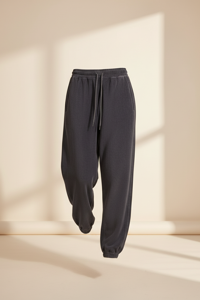 Pantalon Baggy Gris Anthracite Ample Molletonné Femme - vue 3