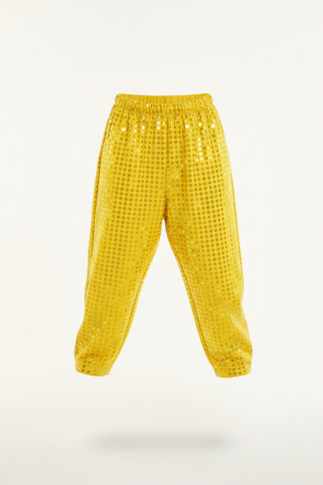 Pantalon Baggy Jaune Brillant Paillettes Scintillantes Enfant - Polyester - vue 3