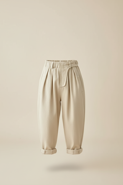 Pantalon Baggy Beige Coton Ample Décontracté Enfant - vue 3