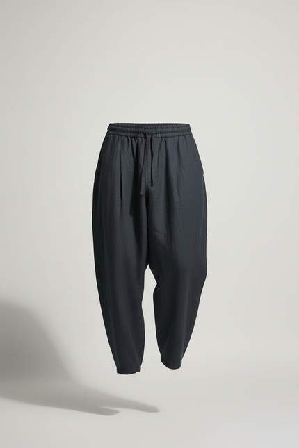 Pantalon Baggy Anthracite Lin Ample Décontracté Homme - Gris - vue 3