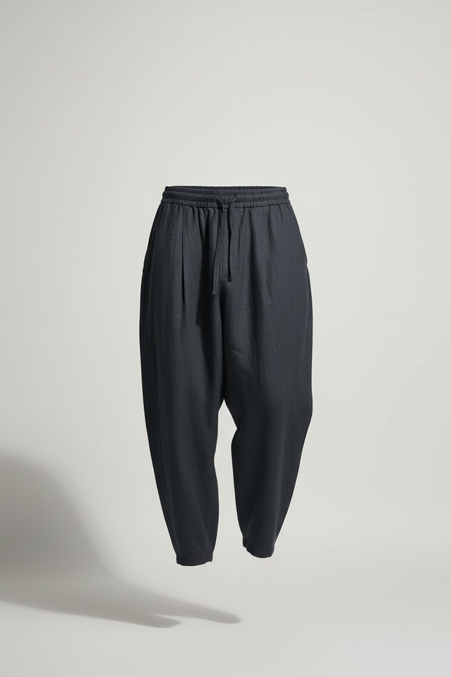 Pantalon Baggy Anthracite Lin Ample Décontracté Homme - Gris - vue 3