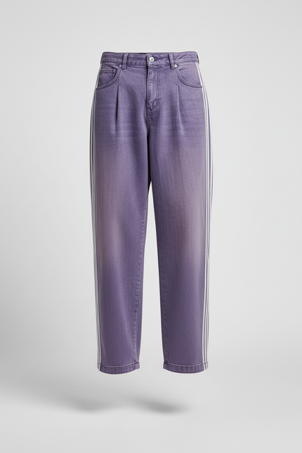 Pantalon Baggy Violet Droit Rayures Décontracté Homme - Jean - vue 3