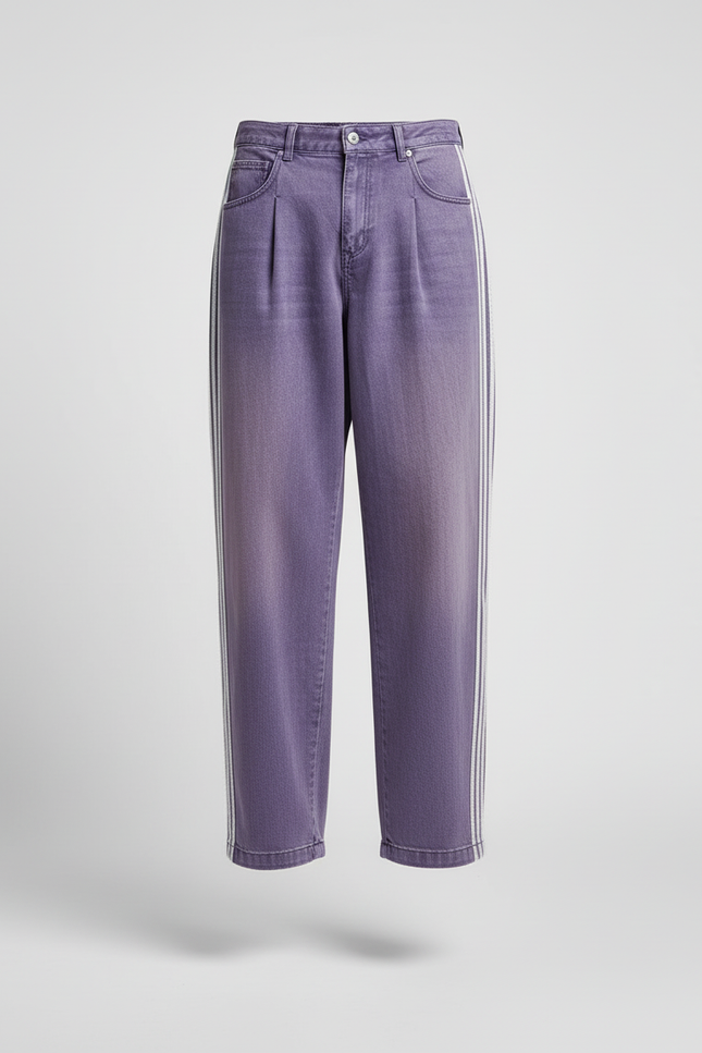 Pantalon Baggy Violet Droit Rayures Décontracté Homme - Jean - vue 3