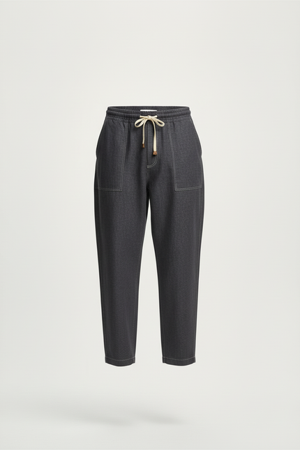 Pantalon Baggy Gris Foncé Cordon Ample Décontracté Homme - Jean - vue 3