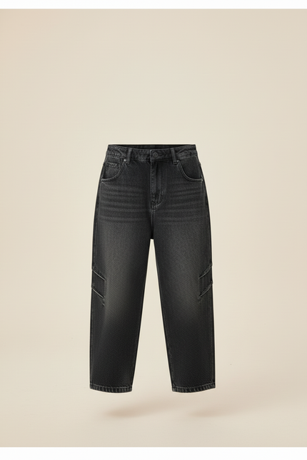 Pantalon Baggy Noir Ample Jean Garçon Poches - Gris - vue 3