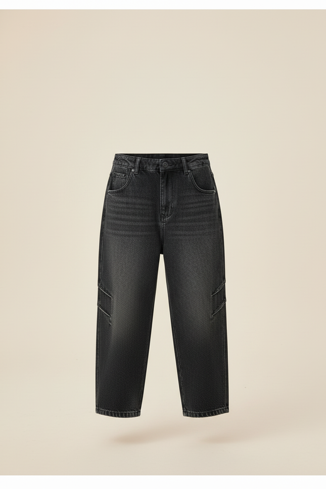 Pantalon Baggy Noir Ample Jean Garçon Poches - Gris - vue 3