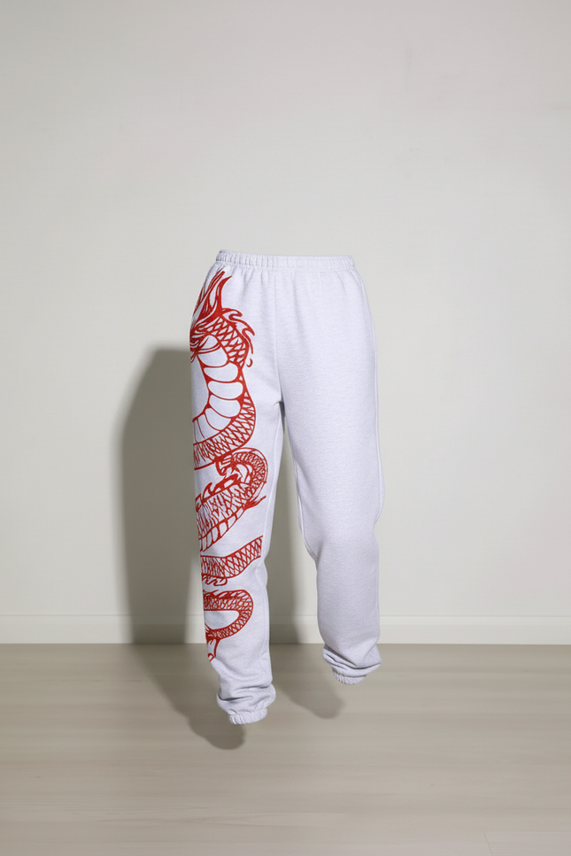 Pantalon Baggy Gris Dragon Rouge Ample Femme - Molleton - vue 3