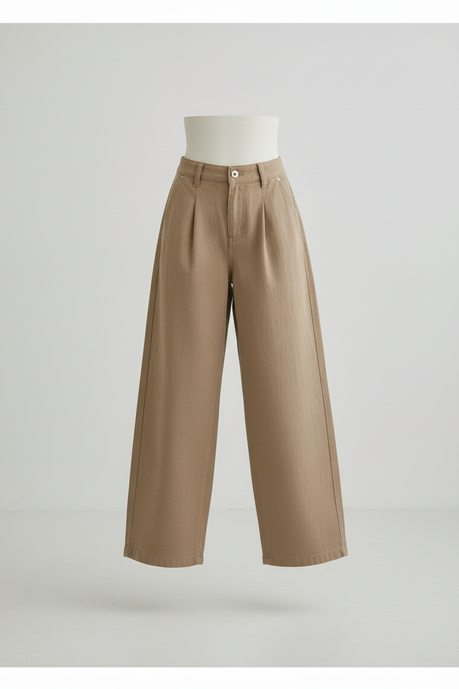 Pantalon Baggy Kaki Coton Ample Décontracté Fille - vue 3