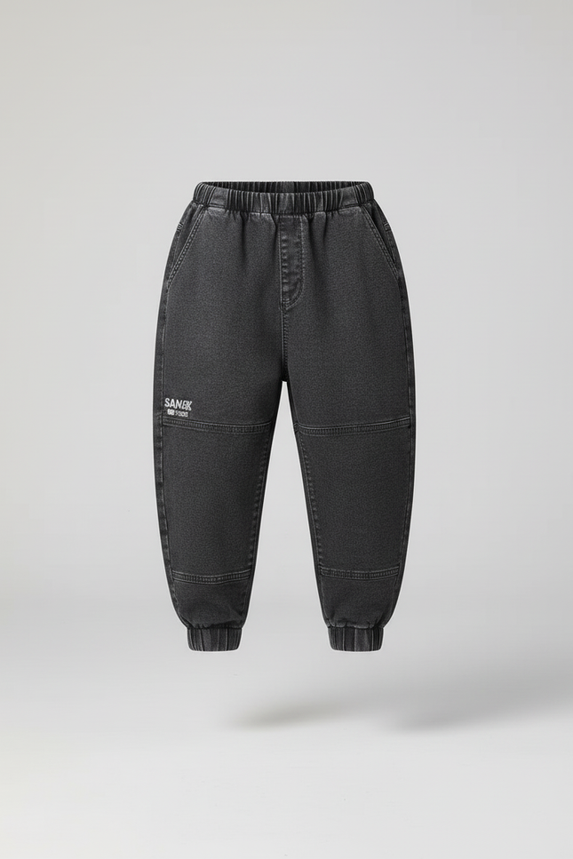 Pantalon Baggy Jean Gris Ample Enfant Côtelé - vue 3