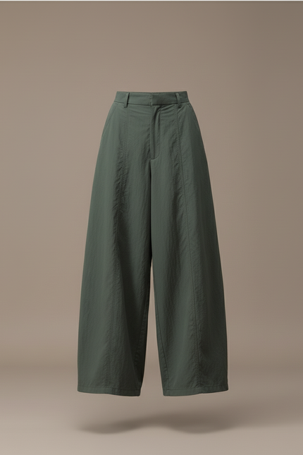 Pantalon Baggy Kaki Ample Fluide Taille Haute Femme - Polyester - vue 3