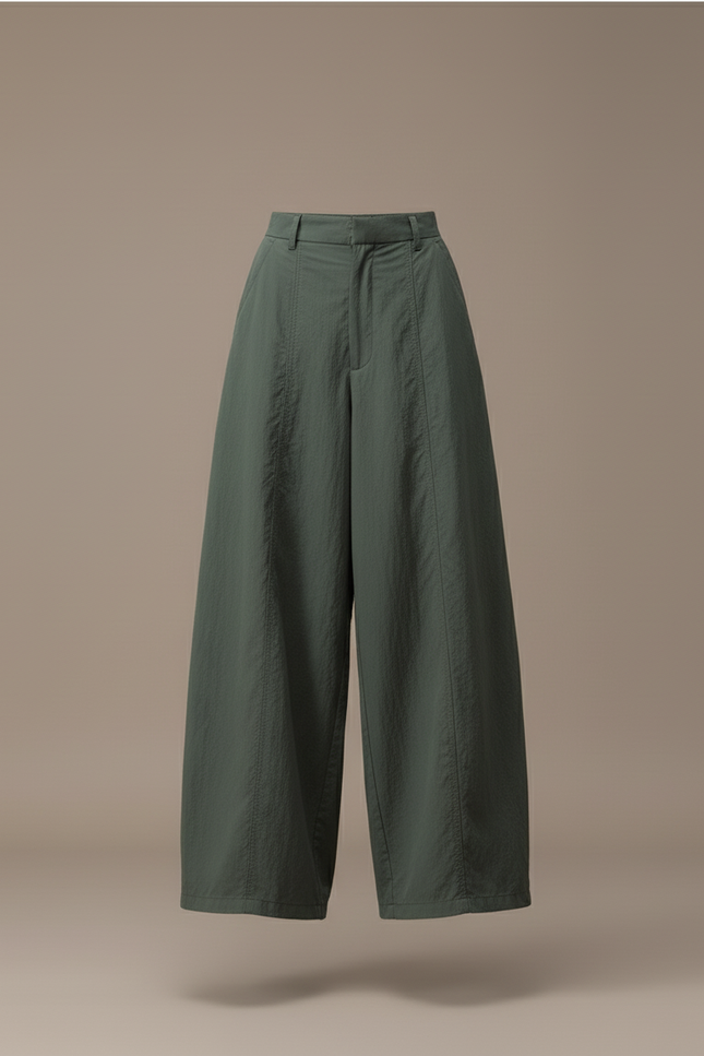 Pantalon Baggy Kaki Ample Fluide Taille Haute Femme - Polyester - vue 3